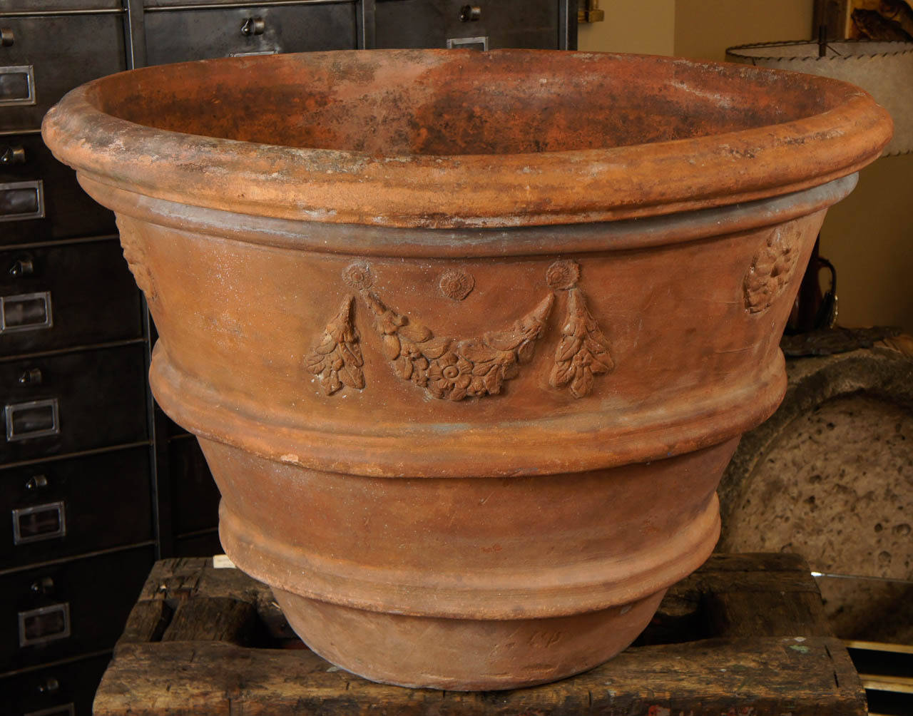 Pair of Massive Impruneta Pots, Italy, circa 20th century.