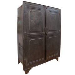 Monumental French Steel Industrial Cabinet, circa 1940