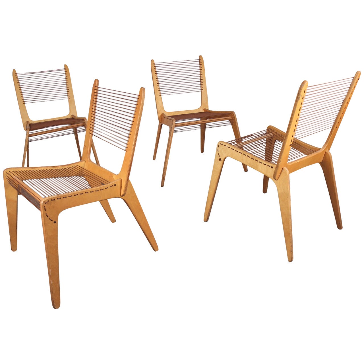 Set of Four Jacques Guillon Cord Chairs