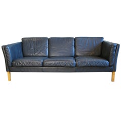 Borge Mogensen Black Leather Sofa