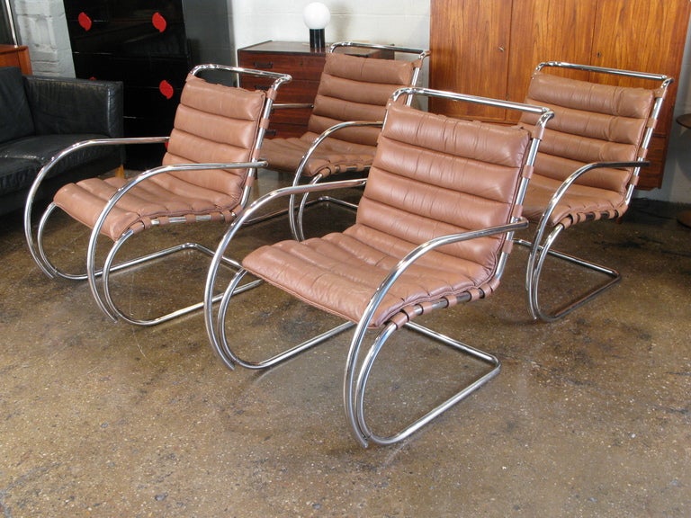 Late 20th Century Mies Van Der Rohe MR Lounge Chairs