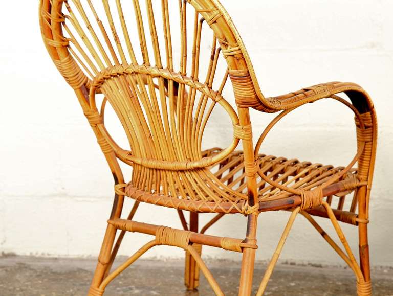 Pair of Rattan Chairs in the Manner of Franco Albini 1