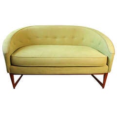 Danish Teak Curved Back Midcentury Loveseat