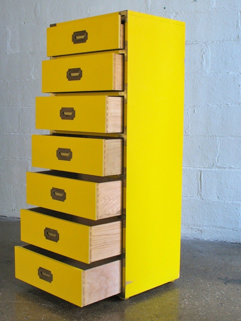Mid-Century Modern Tall Campaign-Style Mid-Century Dresser