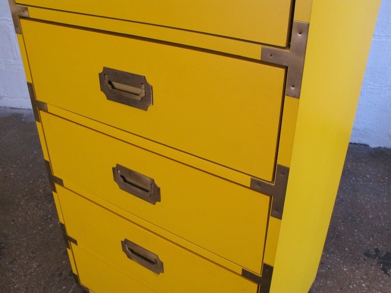 Mid-20th Century Tall Campaign-Style Mid-Century Dresser