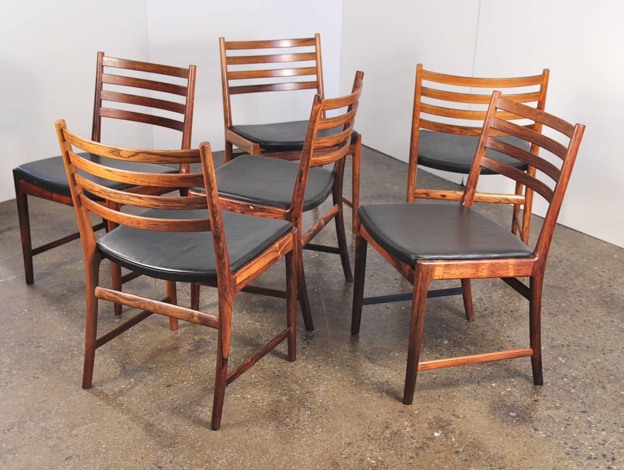 Scandinavian Modern Six Danish Modern Rosewood Dining Chairs