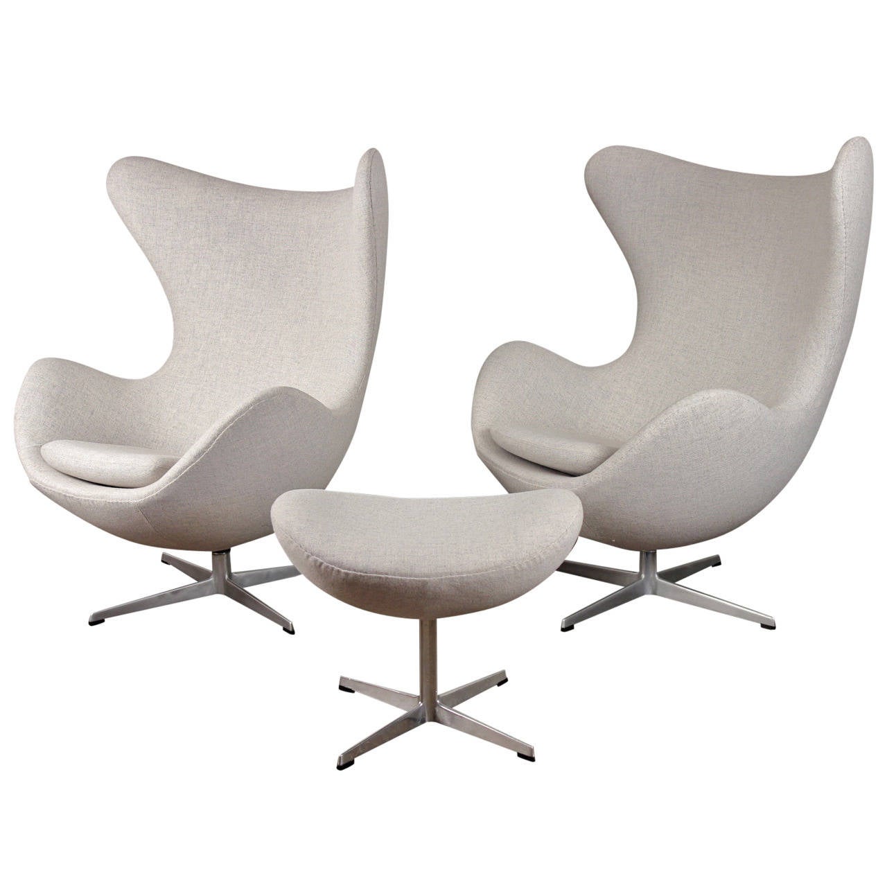 Vintage Arne Jacobsen Egg Chairs and Footstool at 1stdibs