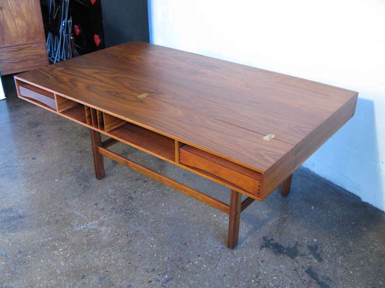 Mid-20th Century Teak Flip-Top Lovig Desk