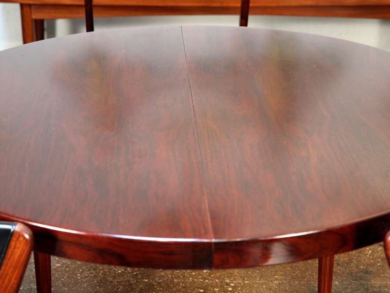 Mid-20th Century Danish Modern Rosewood Dining Table with Three Leaves