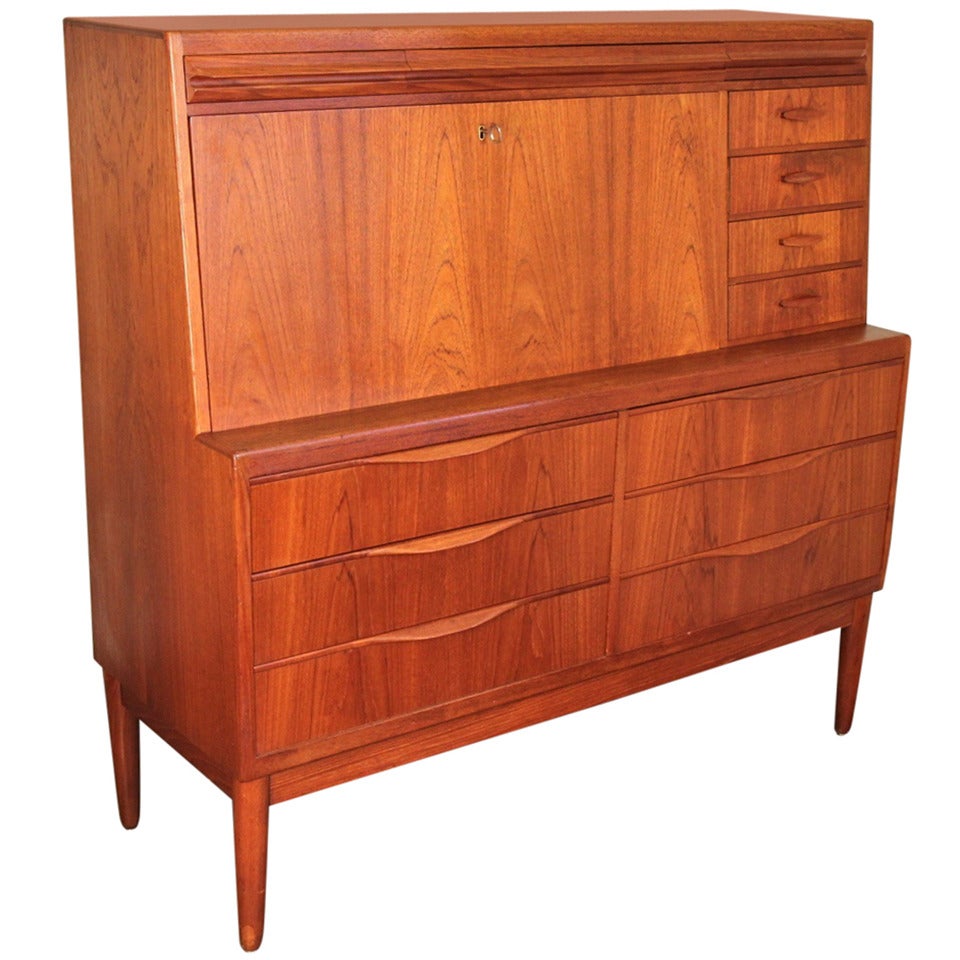Ib Kofod-Larsen Teak Writing Cabinet Secretary