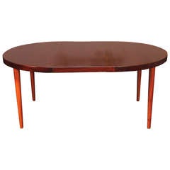 Danish Modern Rosewood Dining Table with Three Leaves