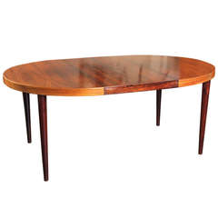 Danish Modern Rosewood Dining Table with Two Leaves Danish Modern Rosewood Dining Table with Two Leaves