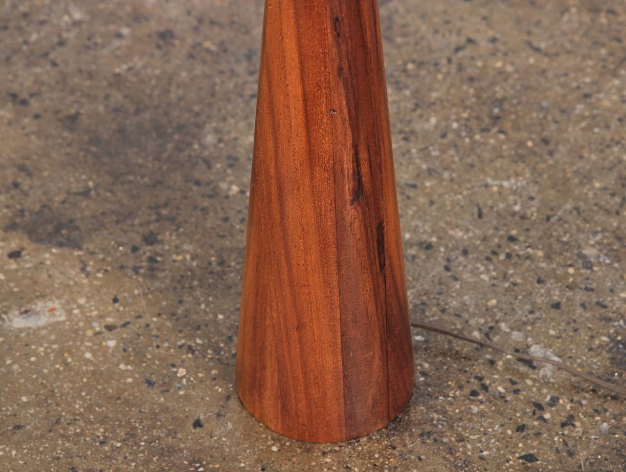 Mid-20th Century Large Mid-Century Walnut Floor Lamp with Cork Shade