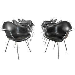 Eight Black Eames for Herman Miller Upholstered Shell Chairs