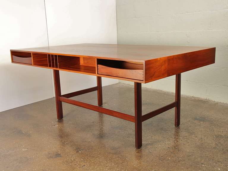 Scandinavian Modern Walnut Flip Top Desk by Peter Lovig Nielsen