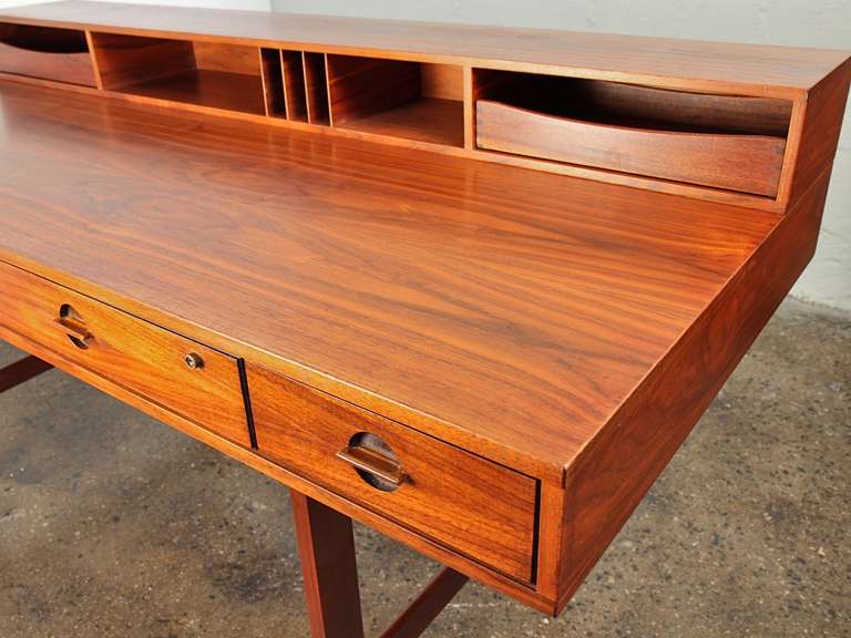 Walnut Flip Top Desk by Peter Lovig Nielsen In Excellent Condition In Brooklyn, NY