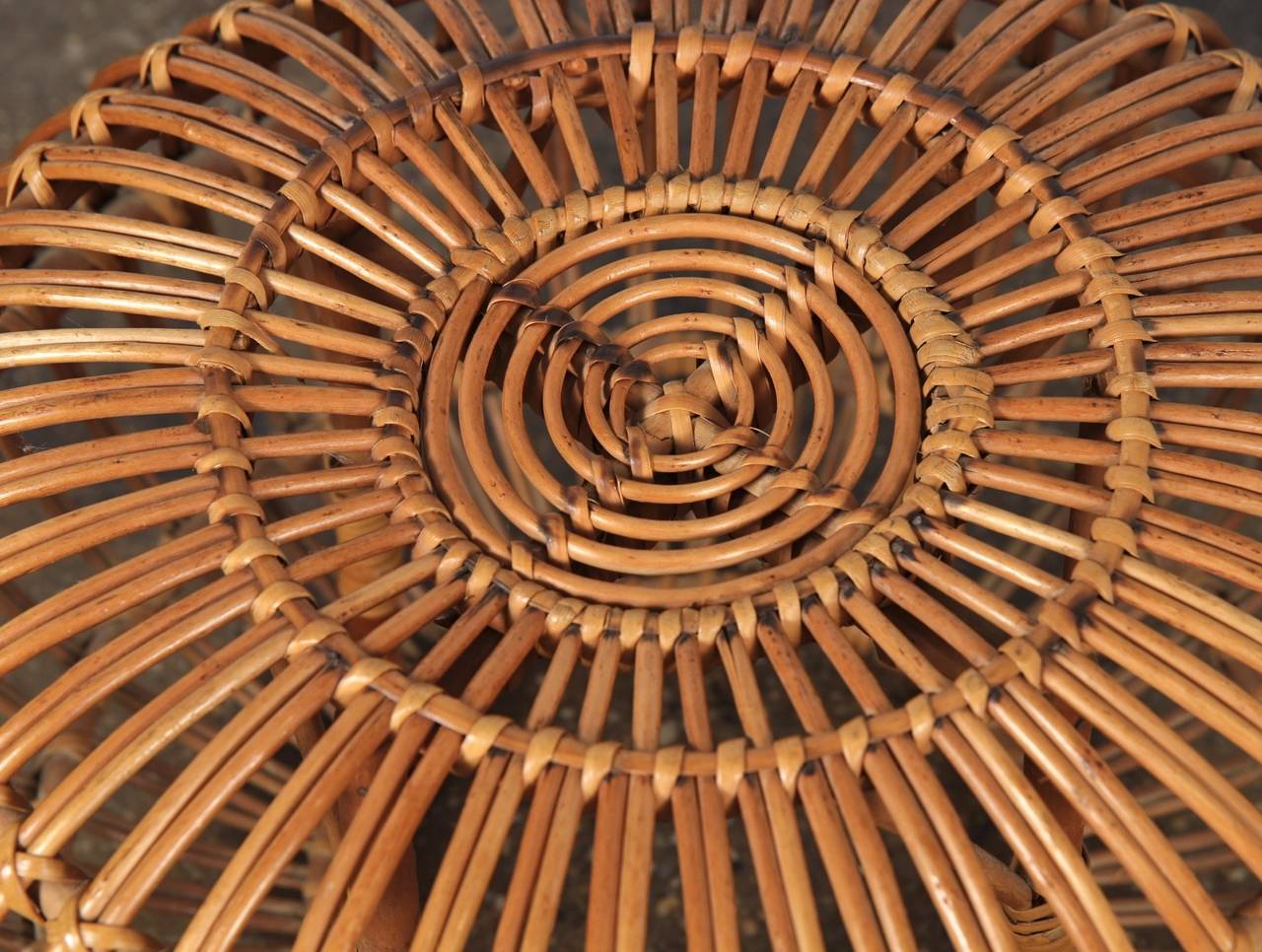 vintage rattan footstool