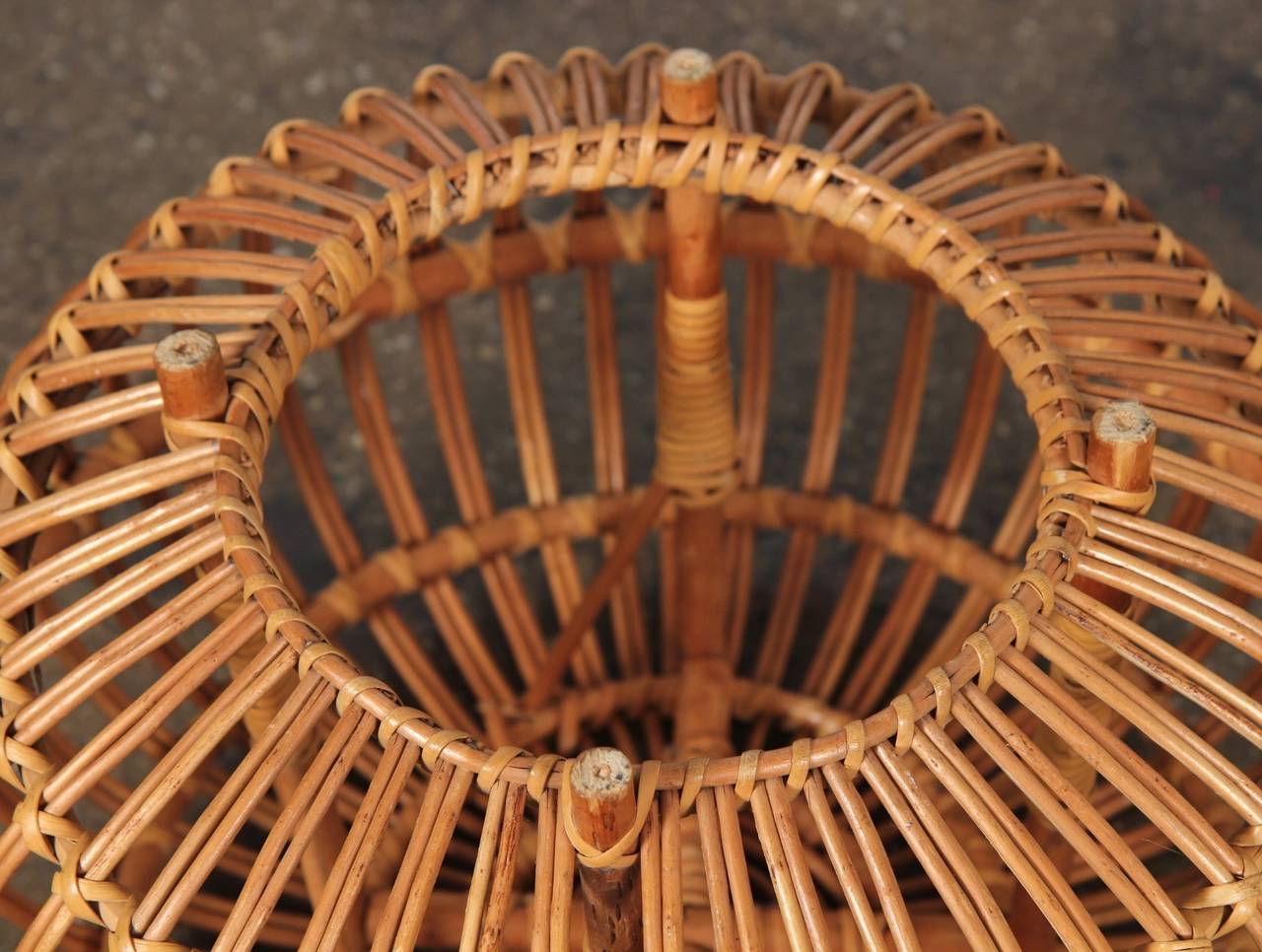Scandinavian Modern Vintage Franco Albini Rattan Ottoman