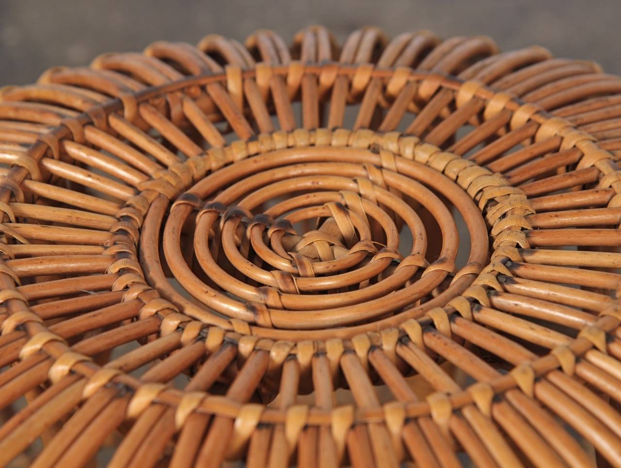 Italian Vintage Franco Albini Rattan Ottoman