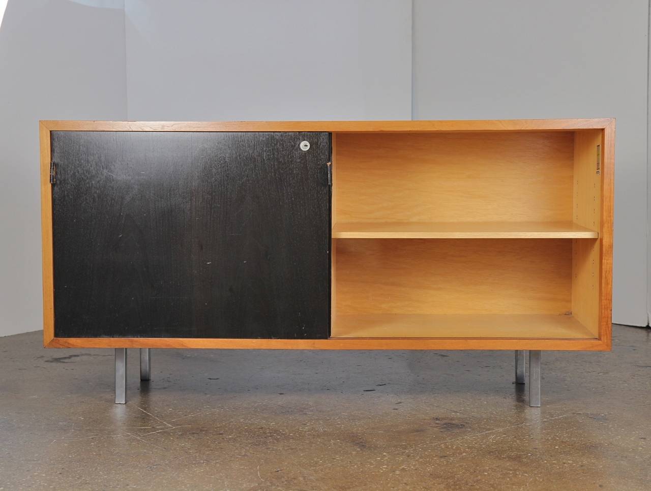 Mid-Century Modern Small 1950s Florence Knoll Walnut Credenza Cabinet