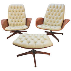 Pair of Lounge Chairs and Ottoman by George Mulhauser for Plycraft