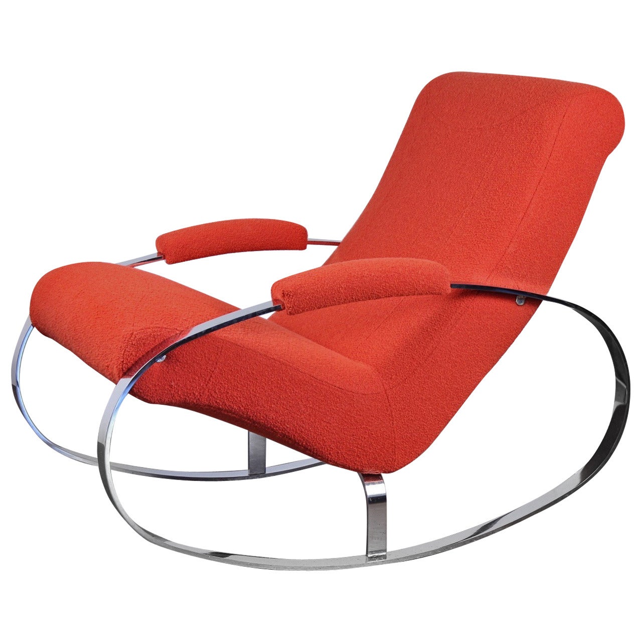 Modernist Chrome Milo Baughman Style Rocking Chair