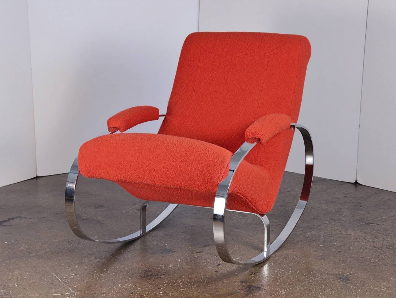 Mid-Century Modern Modernist Chrome Milo Baughman Style Rocking Chair