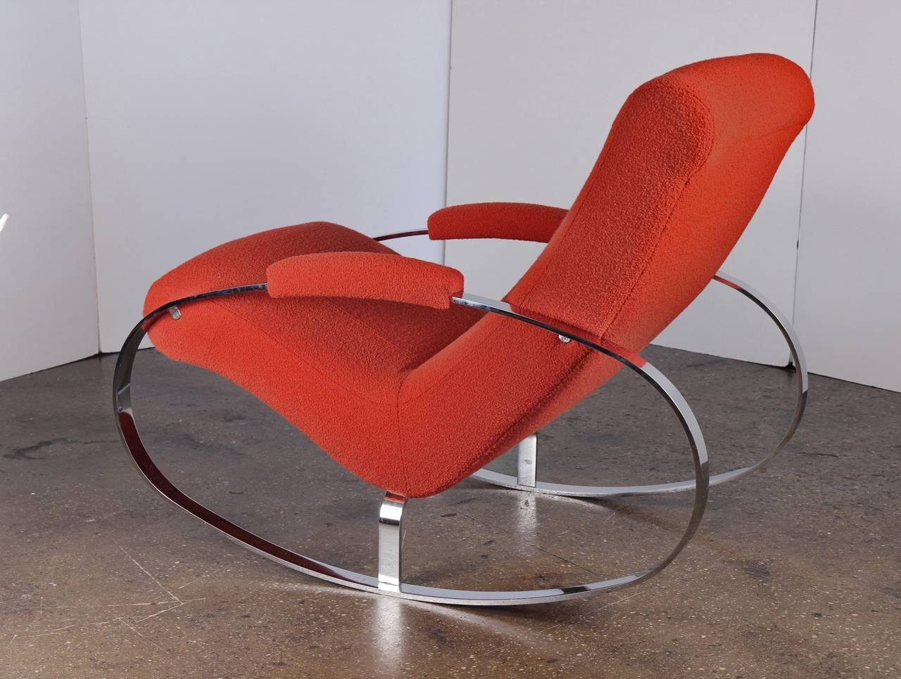Modernist Chrome Milo Baughman Style Rocking Chair In Excellent Condition In Brooklyn, NY
