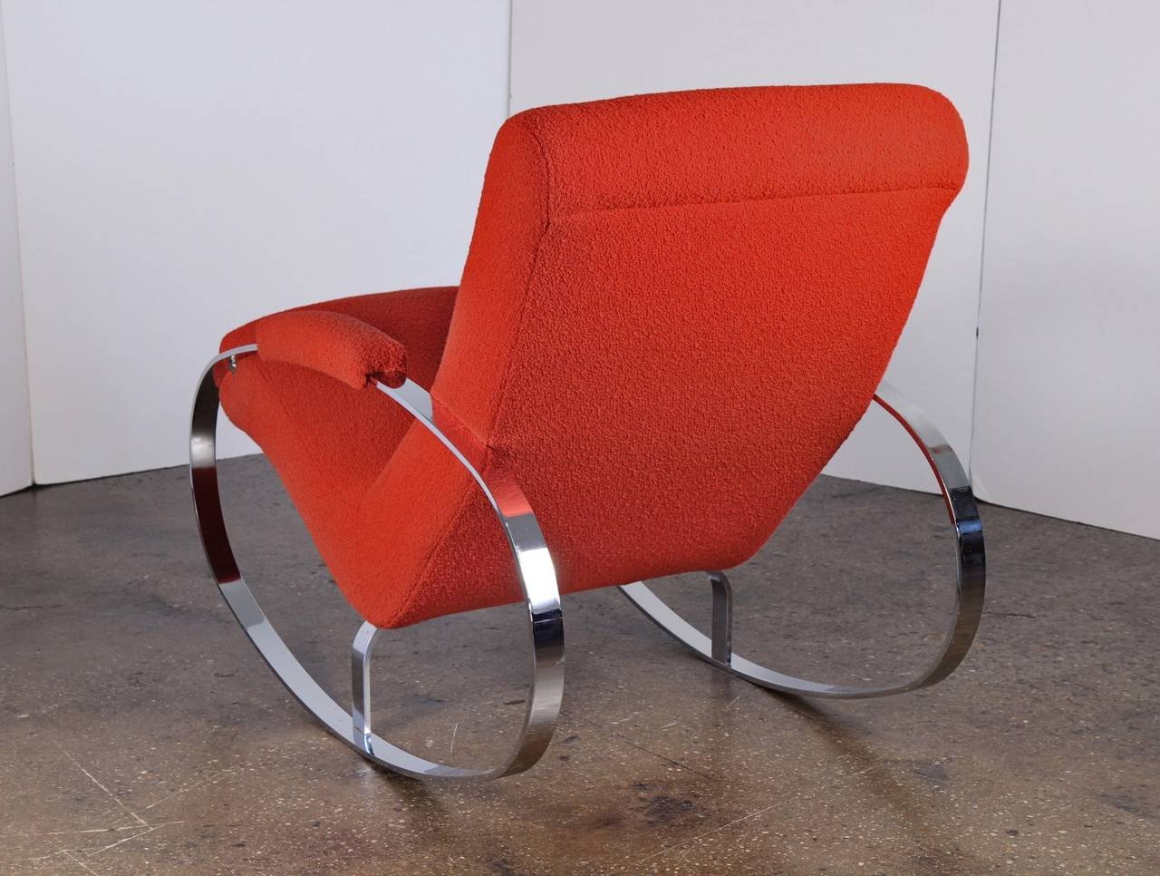 Mid-20th Century Modernist Chrome Milo Baughman Style Rocking Chair