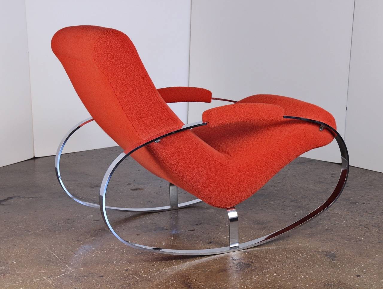 Modernist Chrome Milo Baughman Style Rocking Chair 1