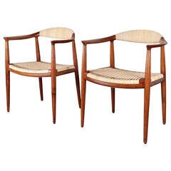 Cane Round Chairs by Hans Wegner