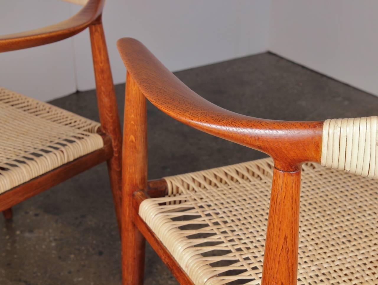 Mid-20th Century Cane Round Chairs by Hans Wegner