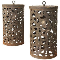 Vintage Handmade Bird Motif Metal Lanterns