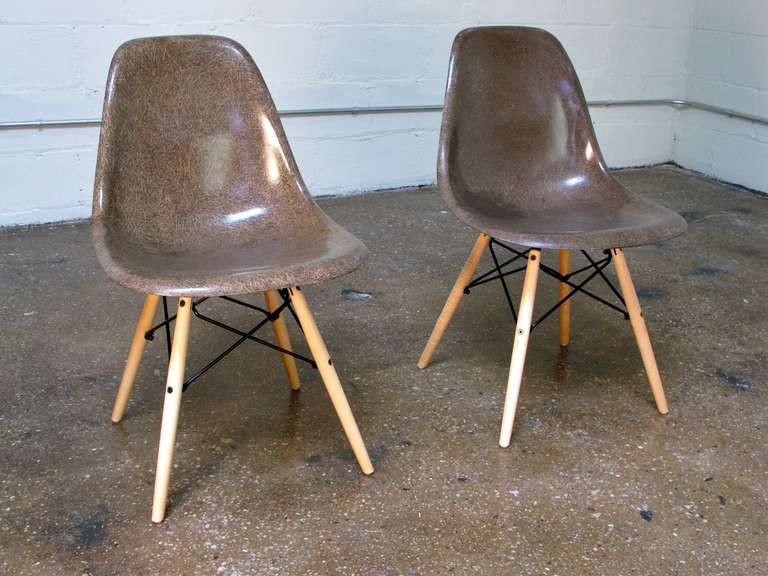 Pair of Brown Eames Side Shells