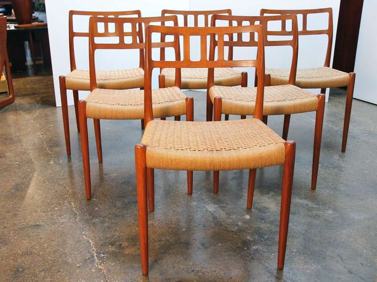 Scandinavian Modern Set of Eight Niels O. Moller for J.L. Moller Chairs, Model 79 and 64