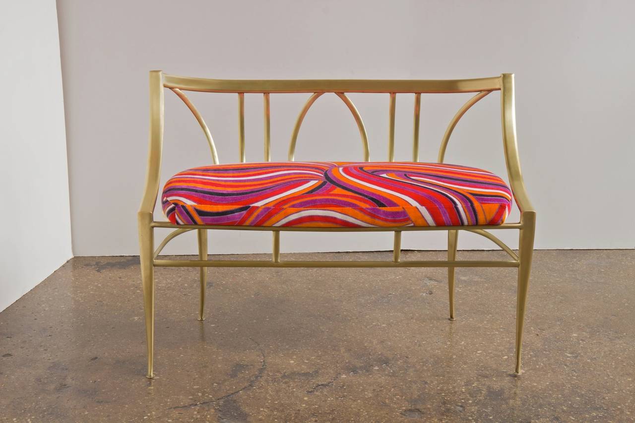 Mid-Century Italian Brass Settee In Excellent Condition In Brooklyn, NY