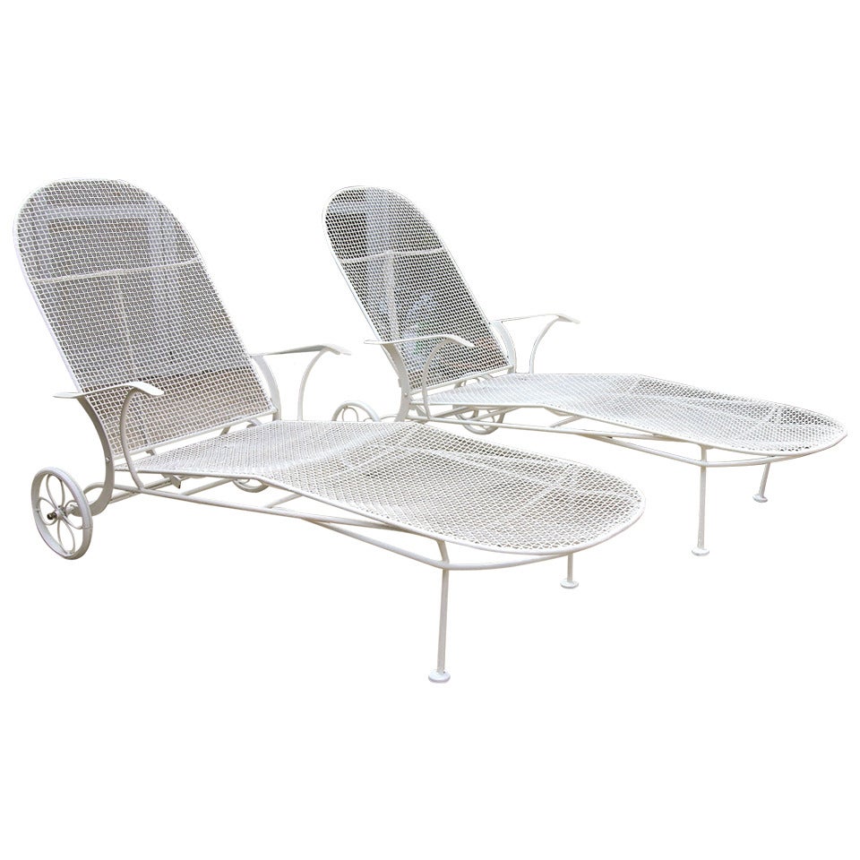 Pair of Woodard Sculptura Chaises Longues