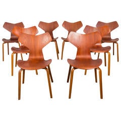Vintage Set of Eight Arne Jacobsen Grand Prix Chairs