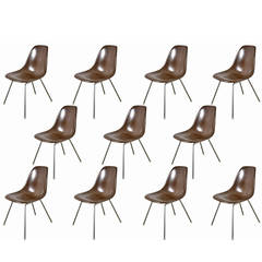 Charles and Ray Eames for Herman Miller Brown Shell Chairs 10