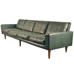 Long 1960s Danish Modern Leather Sofa