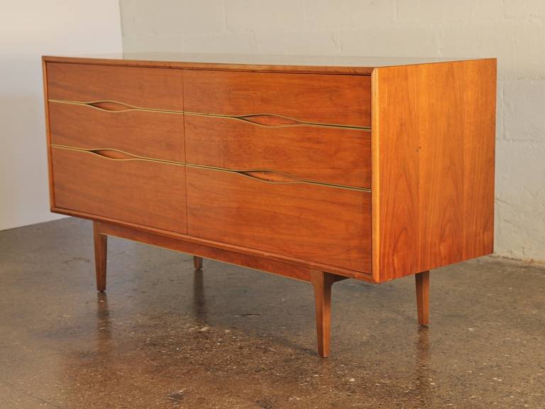 Mid-Century Double Dresser with Brass Details