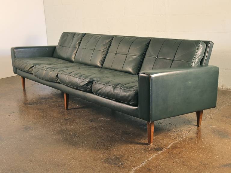 Long 1960s Danish Modern Leather Sofa