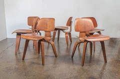 Set of Six 1960s Walnut Eames DCW Chairs