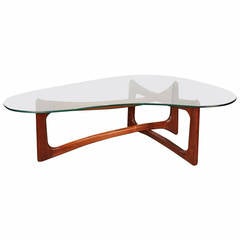 Adrian Pearsall Walnut and Glass Coffee Table