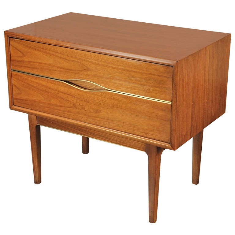 Brass Detailed MidCentury Nightstand at 1stdibs