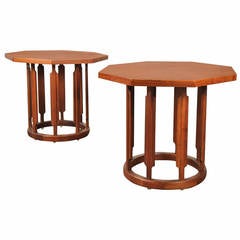 Mid-Century Octagonal Side Tables in Walnut