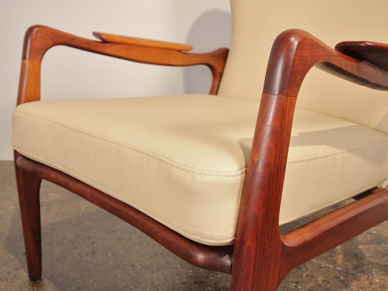 Adrian Pearsall Wingback Lounge Chair and Footstool For Sale at 1stDibs