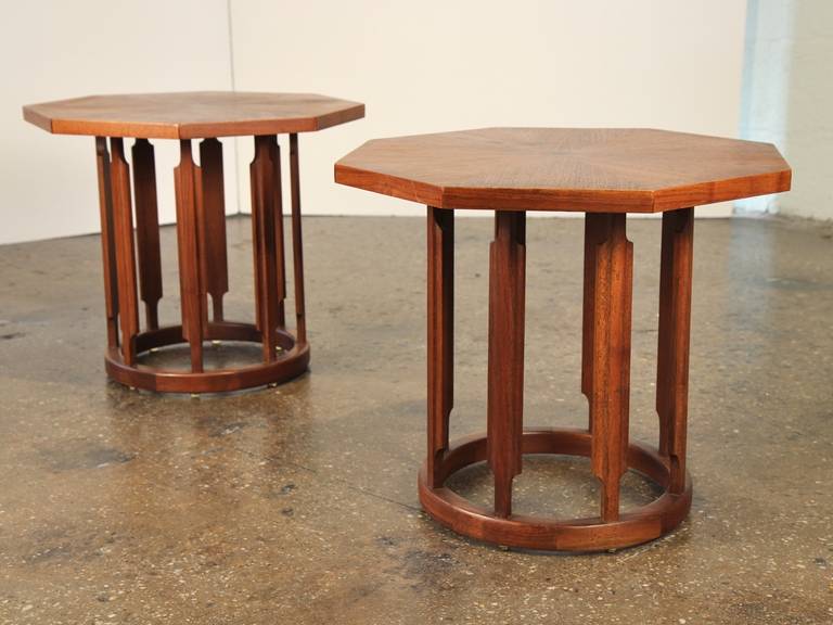 Mid-Century Octagonal Side Tables in Walnut
