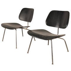 Pair of 1950s Black Lcm by Charles and Ray Eames for Herman Miller 3