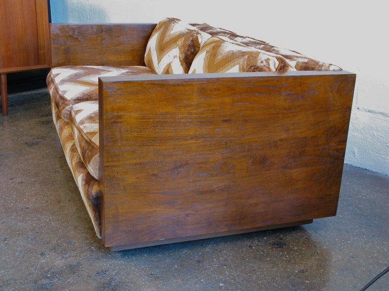 Chevron Velvet Love Seat in the Style of Milo Baughman In Excellent Condition In Brooklyn, NY